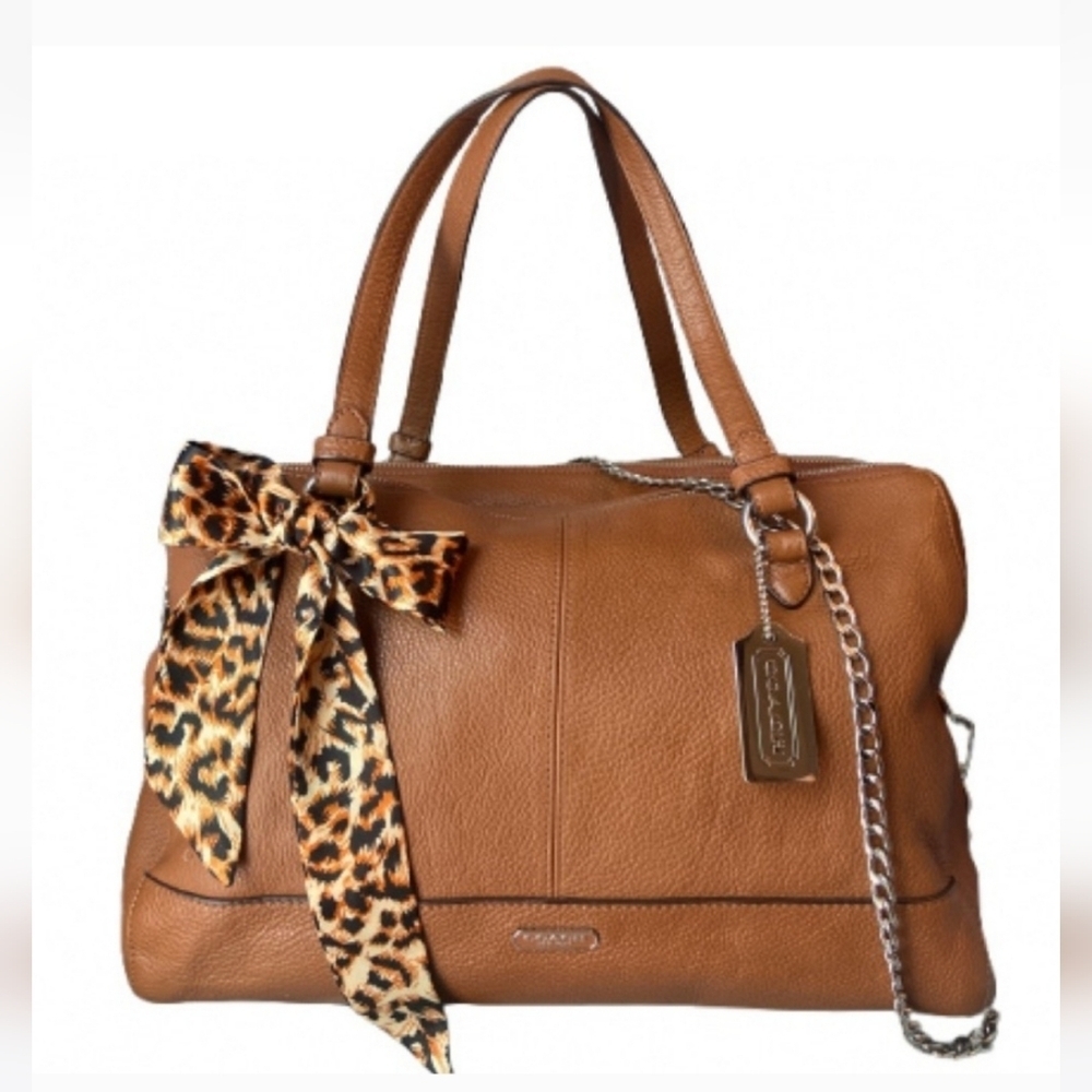 Coach 31324 Brown Park Soft Leather Kathryn Zipper Silver Hardware Tote Bag